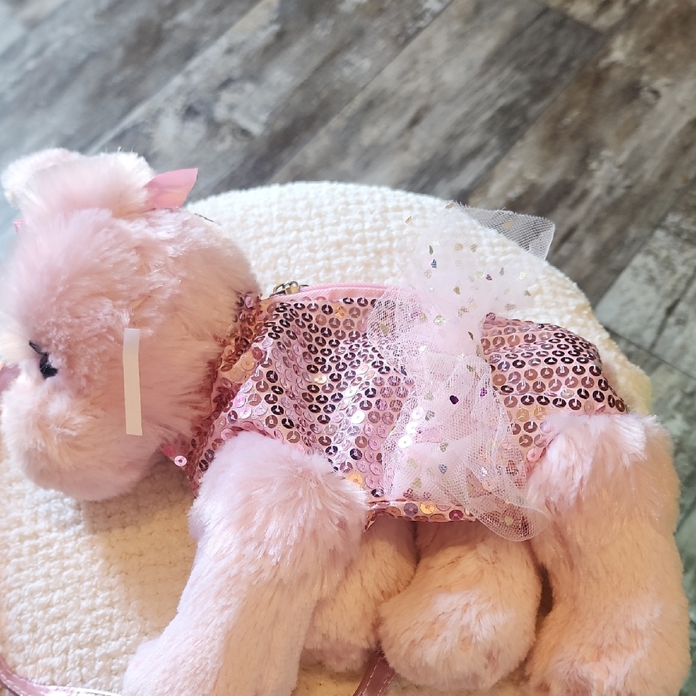 😎Pink Sequin Plush Dog Purse